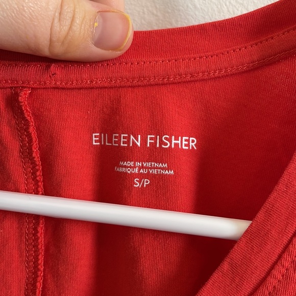 Eileen Fisher Tee Red Sleeveless Organic Cotton S Oversized - Picture 2 of 6